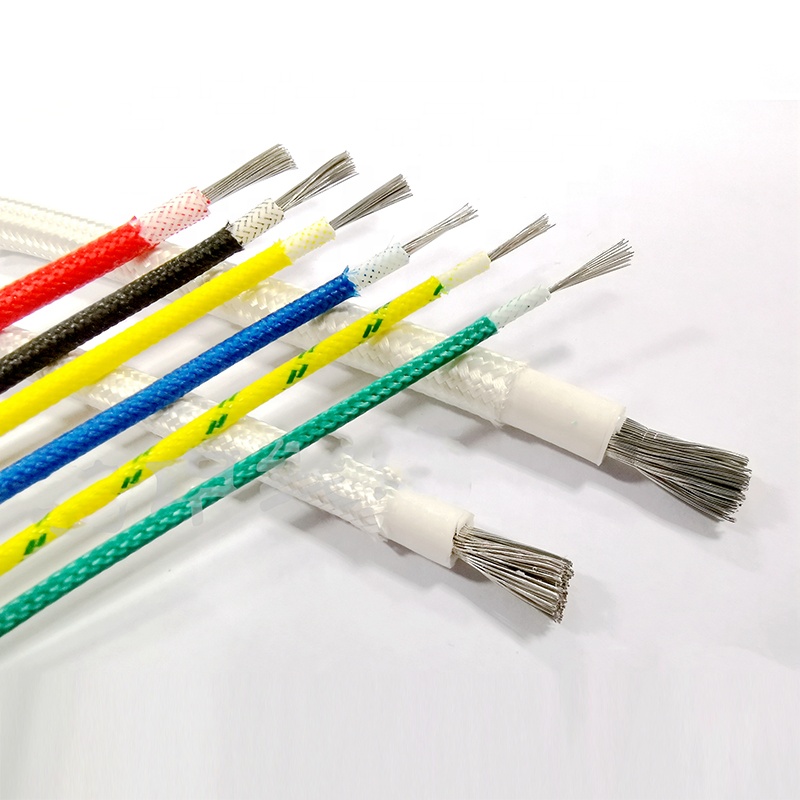 YG Fiberglass Braided Silicon Heating Wire flexible braid textile single core 3 core high temperature 200C silicone rubber cable